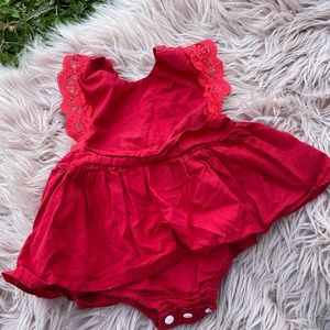 Baby lace red dress bodysuit. Size 6-9 months